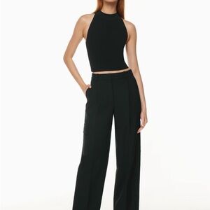 Babaton Black Sculpted Mockneck Sleeveless Top (Size Small)